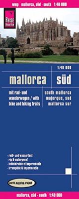 Mallorca, South, Road and Topographic Tourist Map, Balearic Isles, Spain.