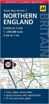 Northern England Road and Tourist Map.