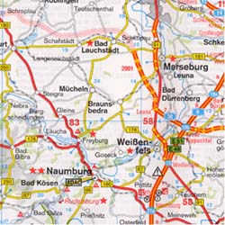 Germany, North, Road and Shaded Relief Tourist Map.