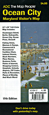 Ocean City Visitor's Map, Maryland, America.