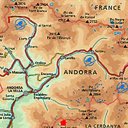 Andorra Road and Topographic Tourist Map.