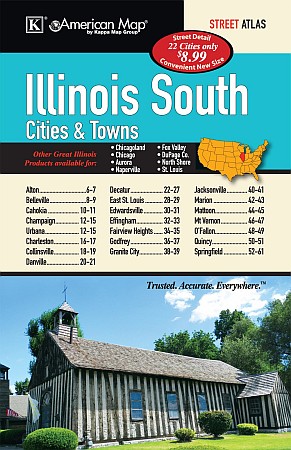 Illinois South Cities & Towns Road Atlas, America.