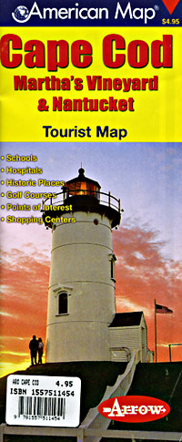 Cape Cod Road and Tourist Map, Massachusetts, America.
