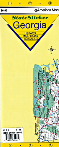 Georgia "StateSlicker" Road and Tourist Map, America.