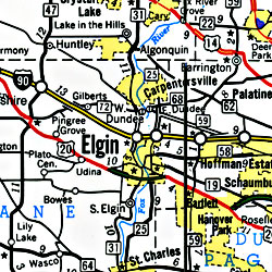 Illinois "StateSlicker" Road and Tourist Map, America.