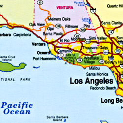 Los Angeles and San Diego FREEWAYS Map, California, America.