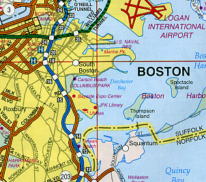 Massachusetts Road and Tourist Map, America.