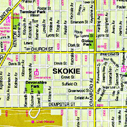 Chicago, North Shore, Street Map, Illinois, America.