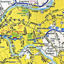 Pennsylvania Road and Tourist Map, America.