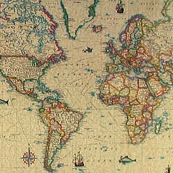 World Political, "Antique Style" WALL Map.