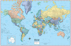 World Political, Mercator WALL Map.