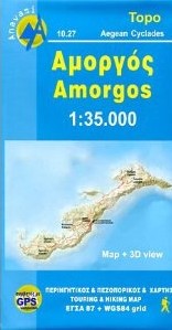 Amorgos, Road and Tourist Map, Greece.