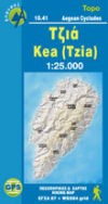 Kea (Tzia), Road and Tourist Map, Greece.