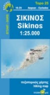 Sikinos Road and Tourist Map, Greece.