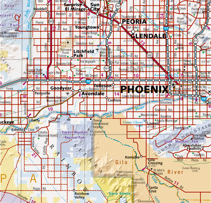 Arizona "Southwest" Road and Recreation Map, America.