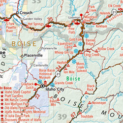 Idaho Road and Recreation Map, Idaho, America.