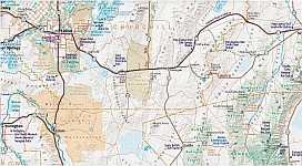 Nevada Road and Recreation Map, America.