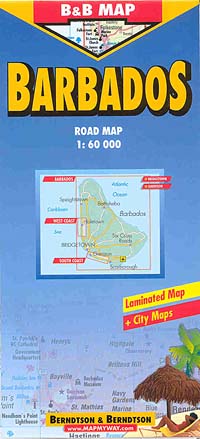 Barbados Road and Tourist Map, West Indies.