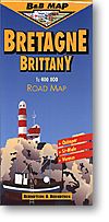 Brittany Road and Tourist Map, France.