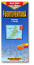 Fuerteventura Island, Road and Shaded Relief Tourist Map, Canary Islands, Spain.