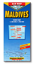 Maldives Road and Tourist Map, Indian Ocean.