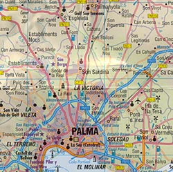 Mallorca (Balearic Islands), Road and Shaded Relief Tourist Map.