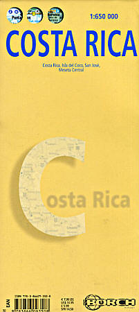 Costa Rica, Road and Tourist Map, Central America.