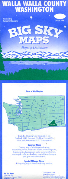 Wallowa County Road and Tourist Map, Oregon, America.
