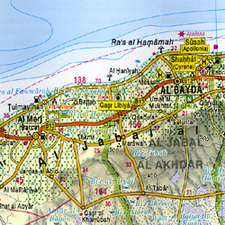 Libya Road and Tourist Map.