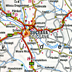 Transylvania Area, Road and Tourist Map, Romania.