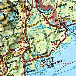 United States Road and Shaded Relief Tourist Map.