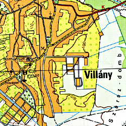 Villanyi Mountains Road and Shaded Relief Tourist Map, Hungary.