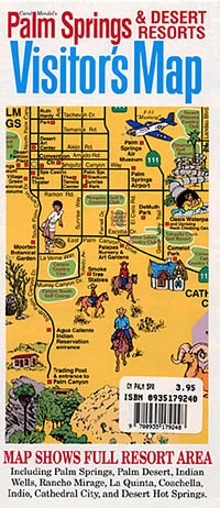 Palm Springs and Desert Resorts Visitor's Map, California, America.