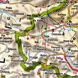 Slovenia and Croatia, Road and Shaded Relief Tourist Map.