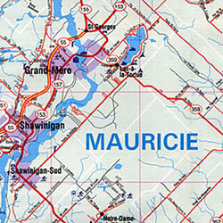 Quebec Province Regional Road Map #14 (Boise-Francs), Canada.