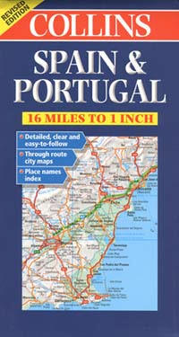Spain and Portugal, Road and Shaded Relief Tourist Map.
