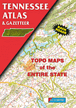 Tennessee Road, Topographic, and Shaded Relief Tourist ATLAS and Gazetteer, America.
