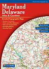 Maryland and Delaware, Road, Topographic, and Shaded Relief Tourist ATLAS and Gazetteer, America.