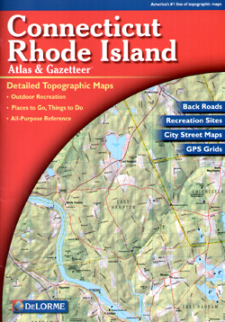 Rhode Island and Connecticut, Road, Topographic, and Shaded Relief Tourist ATLAS and Gazetteer, America.