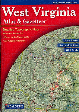 West Virginia Road, Topographic, and Shaded Relief Tourist ATLAS and Gazetteer, America.