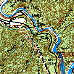 Whiskeytown, Shasta and Trinity National Park, Road and Topographic Recreation Map, California, America.