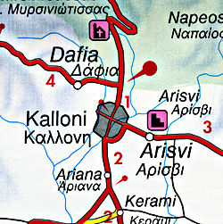 Chios, Lesbos, and Limnos, Road and Shaded Relief Tourist Map.