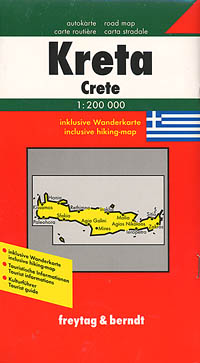 Crete Island, Road and Shaded Relief Tourist Map, Greece.