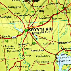Eastern Europe Road and shaded Relief Tourist Map.