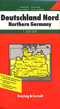 Germany, Northern, Road and Shaded Relief Tourist Map.