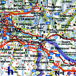 Germany, Southern, Road and Shaded Relief Tourist Map.