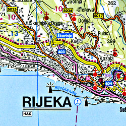 Istria Peninsula, Road and Tourist Map, Croatia.