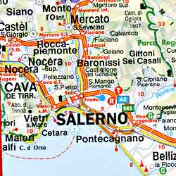 Italy, Southern Road and Shaded Relief Tourist Map.