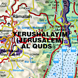 Jordan Road and Shaded Relief Tourist Map.