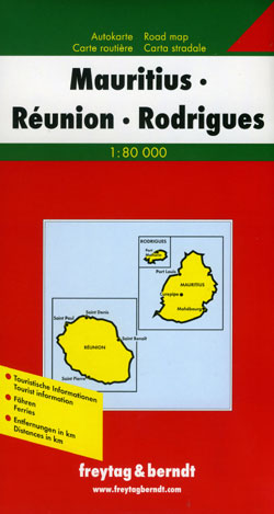 Mauritius and Reunion Islands, Road and Tourist Map, Indian Ocean.